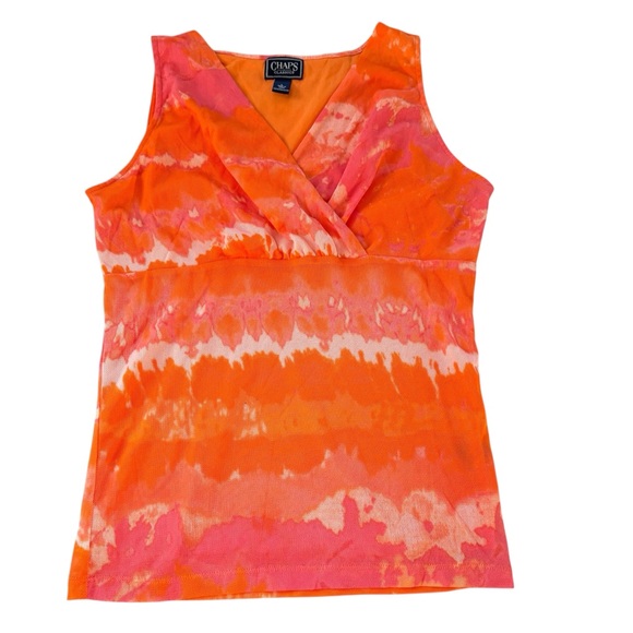 Chaps Women's Vibrant Pink Sleeveless Lined V-Neck Blouse - Picture 7 of 7